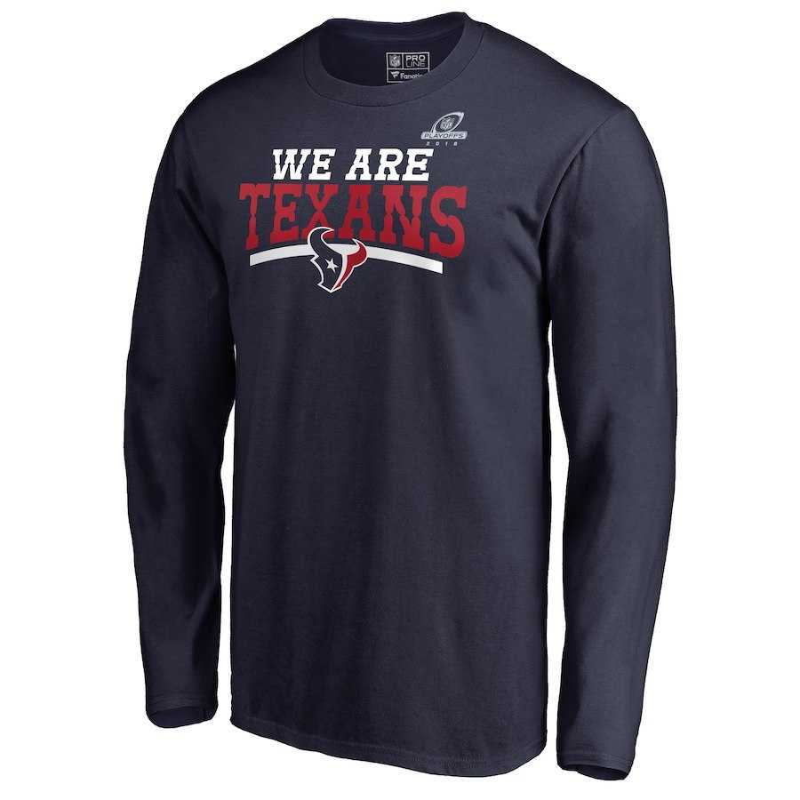 Men's Texans Navy 2018 NFL Playoffs We Are Texans Long Sleeve T-Shirt,We sell and wholesale Men's Texans Navy 2018 NFL Playoffs We Are Texans Long Sleeve T-Shirt on line form chian!